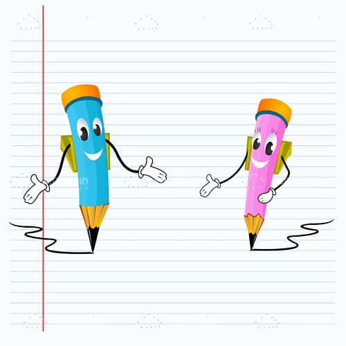 Cartoon Blue and Pink Pencils
